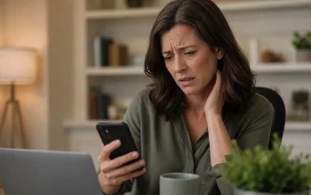 Persona preoccupata controlla il telefono durante una possibile truffa telefonica